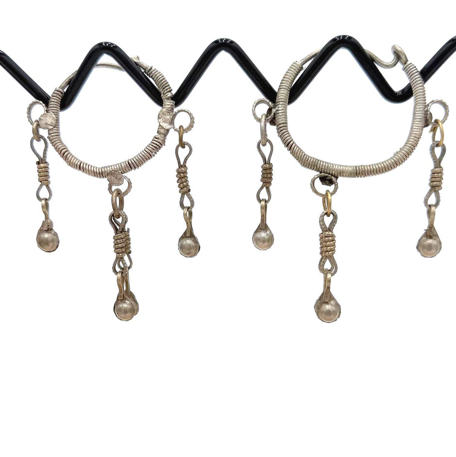 Vintage Afghan Hoop Earrings: Handcrafted Tribal Dangle Jewelry