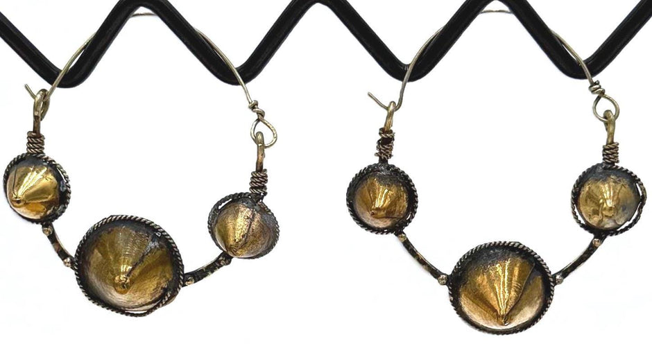 Vintage Afghan Kuchi Spike Hoops - Handmade Tribal Dangle Earrings for Bohemian Festival Style