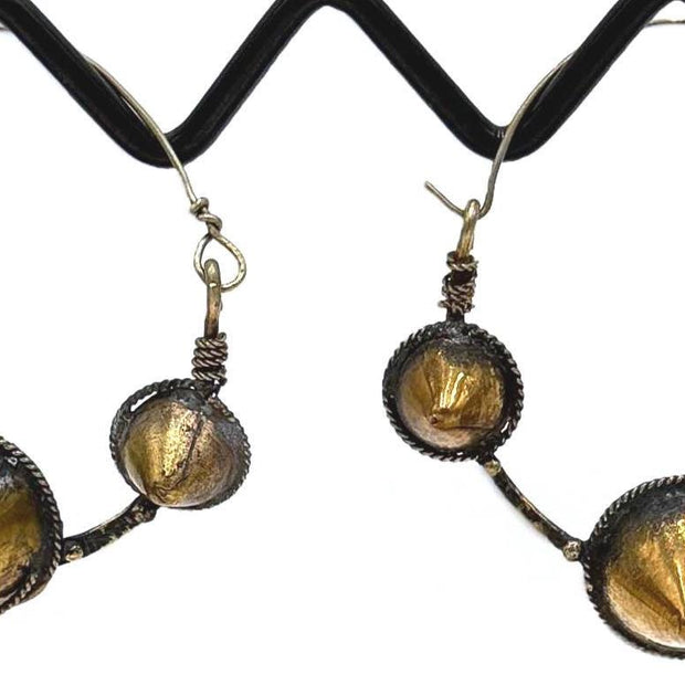 Vintage Afghan Kuchi Spike Hoops - Handmade Tribal Dangle Earrings for Bohemian Festival Style