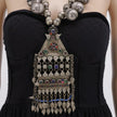 Vintage Turkmen Kuchi Necklace: Afghan Brass, Glass & Metal Tribal Jewelry