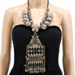 Vintage Turkmen Kuchi Necklace: Afghan Brass, Glass & Metal Tribal Jewelry