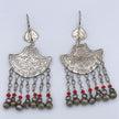 Vintage Afghan Kuchi Bell Earrings - Handmade Ethnic Tribal Dangle Jewelry with Red Beads