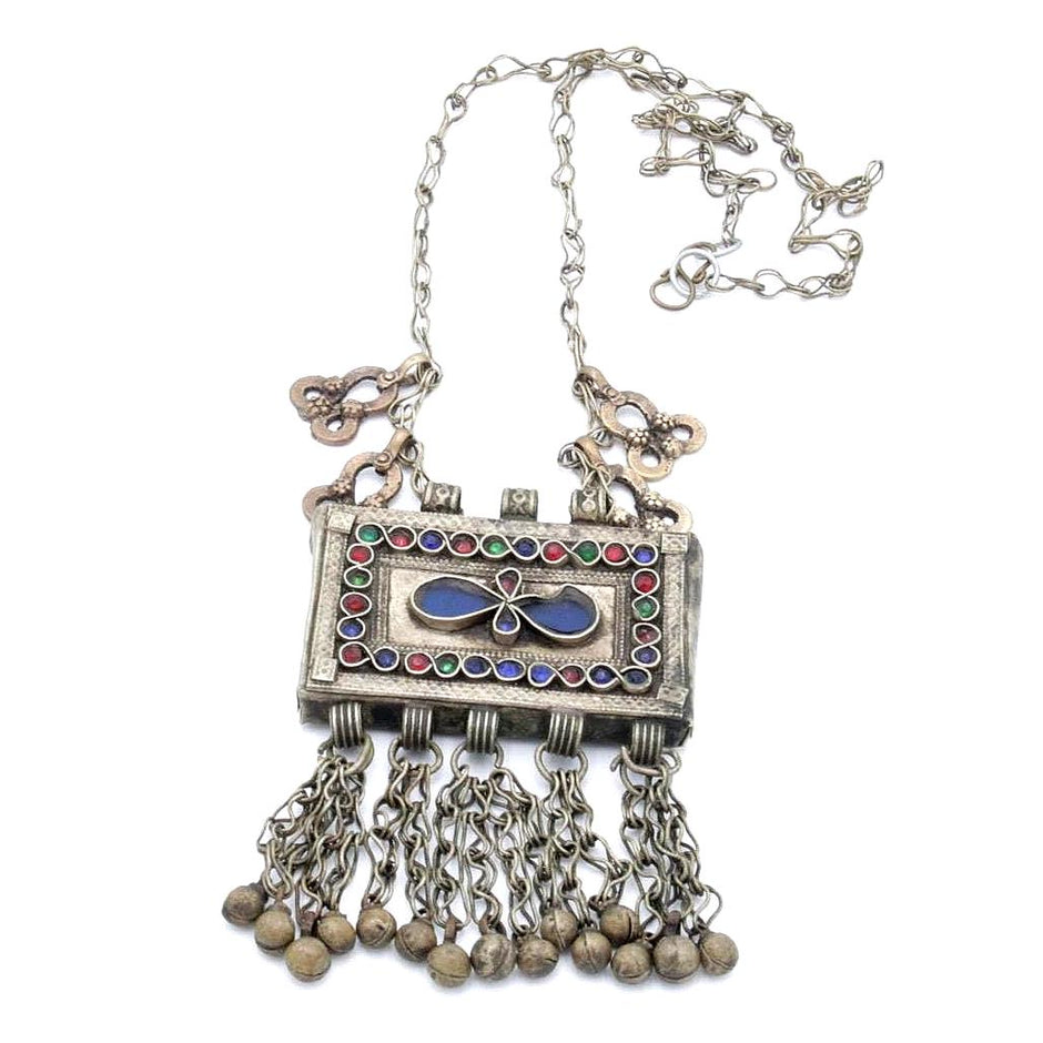 Antique Kuchi Statement Pendant: Vintage Afghan Boho Ethnic Necklace, Middle Eastern Tribal Jewelry