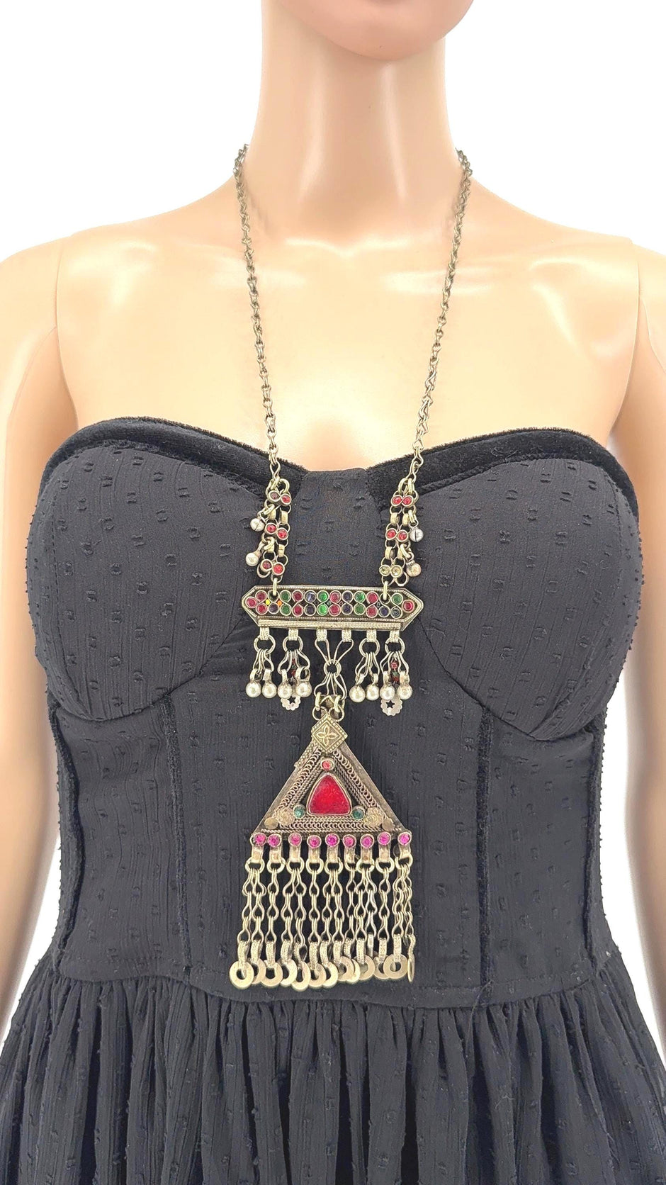 Handmade Vintage Afghan Kuchi Necklace | Boho Gyspy Pendant Statement Jewelry