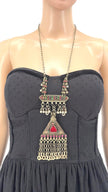 Vintage Kuchi Statement Pendant Necklace: Middle Eastern Collectible Jewelry