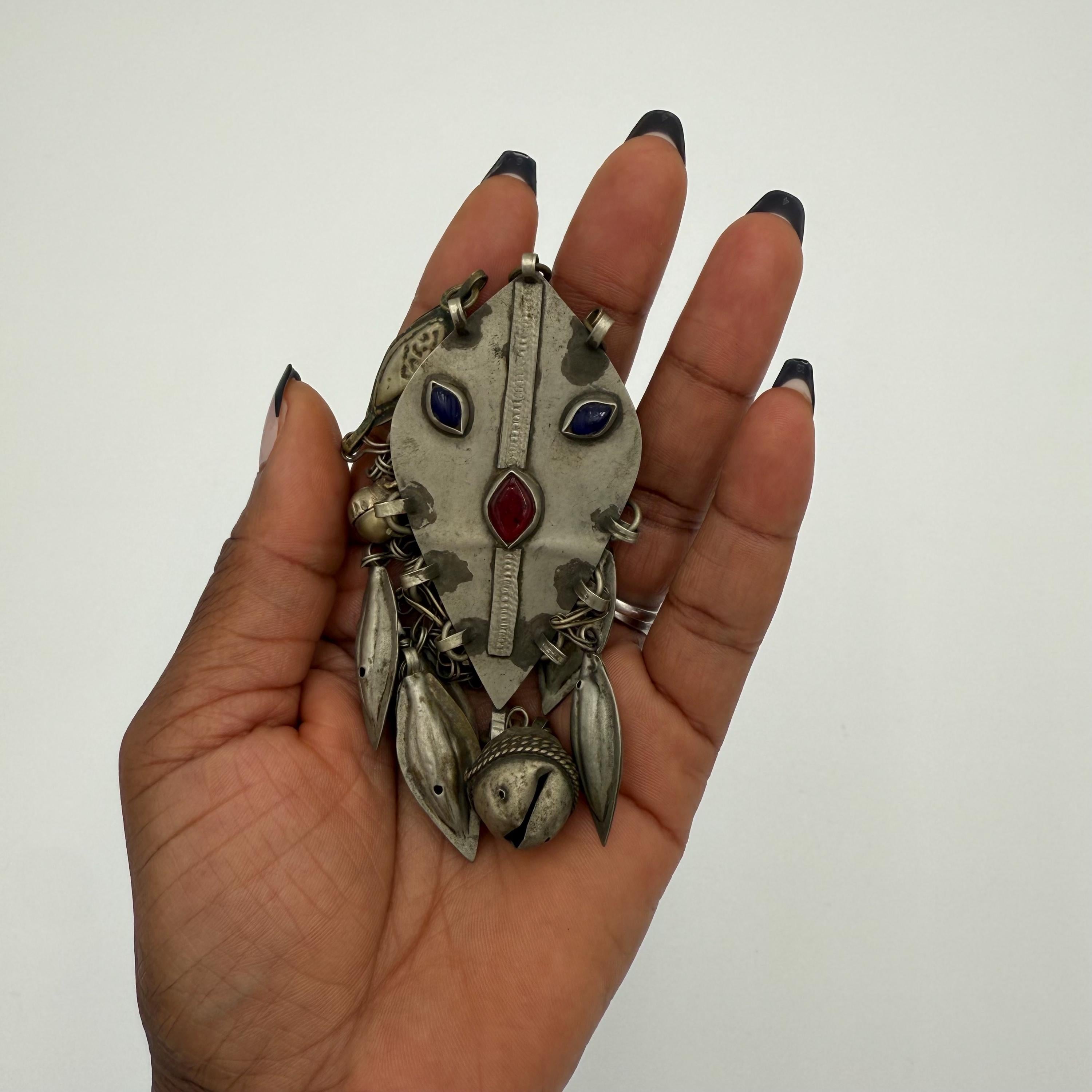 Vintage Kuchi Statement Pendant Necklace - Middle Eastern Antique Collectible Ethnic Jewelry