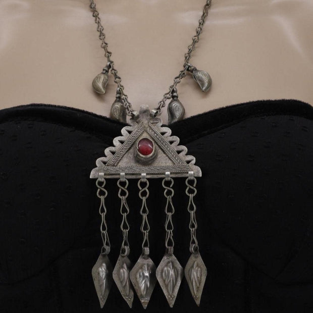 Vintage Kuchi Statement Pendant: Antique Middle Eastern Necklace - Boho Ethnic Afghan Jewelry