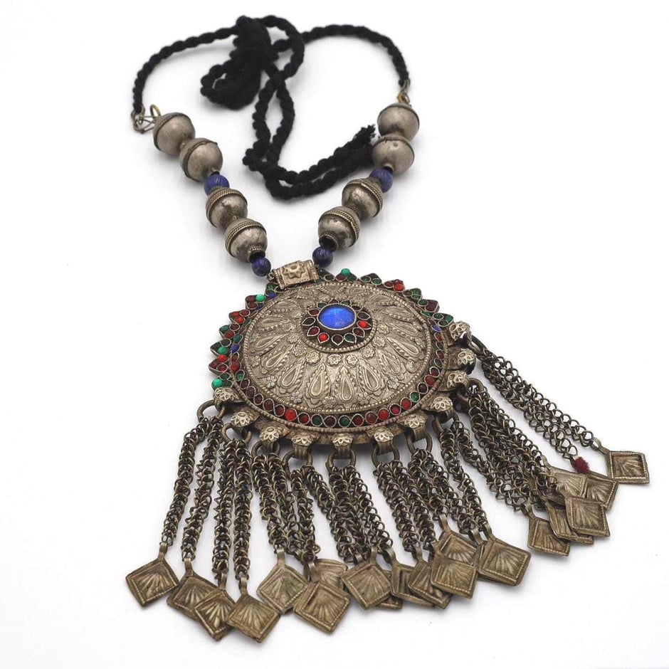 Antique Kuchi Necklace | Vintage Afghan Tribal Pendant | Statement Bohemian Jewelry