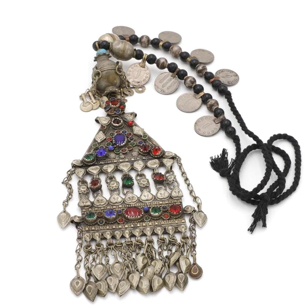 Large Afghan Vintage Jewelry Necklace | Kuchi Tribal Pendant | Coin Necklace Adjustable