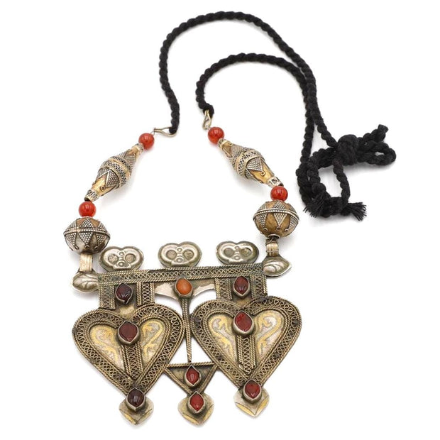 Vintage Afghan Pendant Necklace - Boho Statement Jewelry for Women - Unique Festival Gift