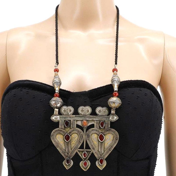 Vintage Afghan Pendant Necklace - Boho Statement Jewelry for Women - Unique Festival Gift