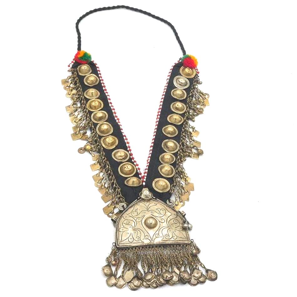 Vintage Turkmen Tribal Kuchi Necklace - Afghan Bohemian Ethnic Statement Jewelry from Northern Afghanistan