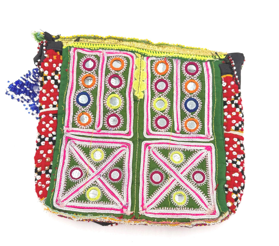 Handmade Afghan Beaded Crossbody Bag – Embroidered Tribal Shoulder Purse – Bohemian Style