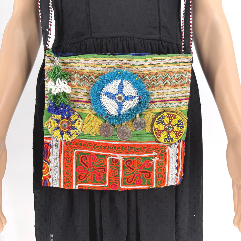 Embroidered Afghan Tribal Bag: Bohemian Festival Crossbody Purse