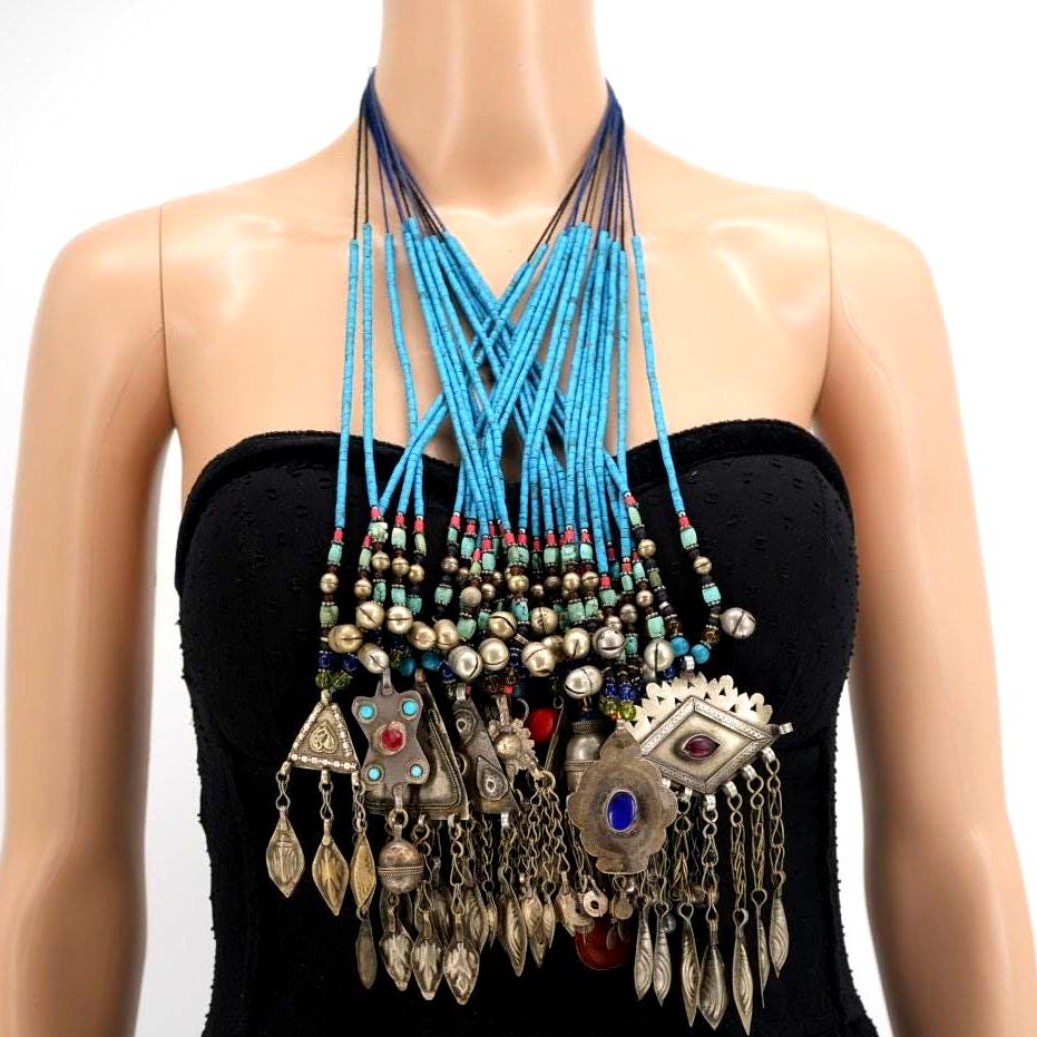 Vintage Afghan Antique Necklace | Kuchi Tribal Pendant Jewelry