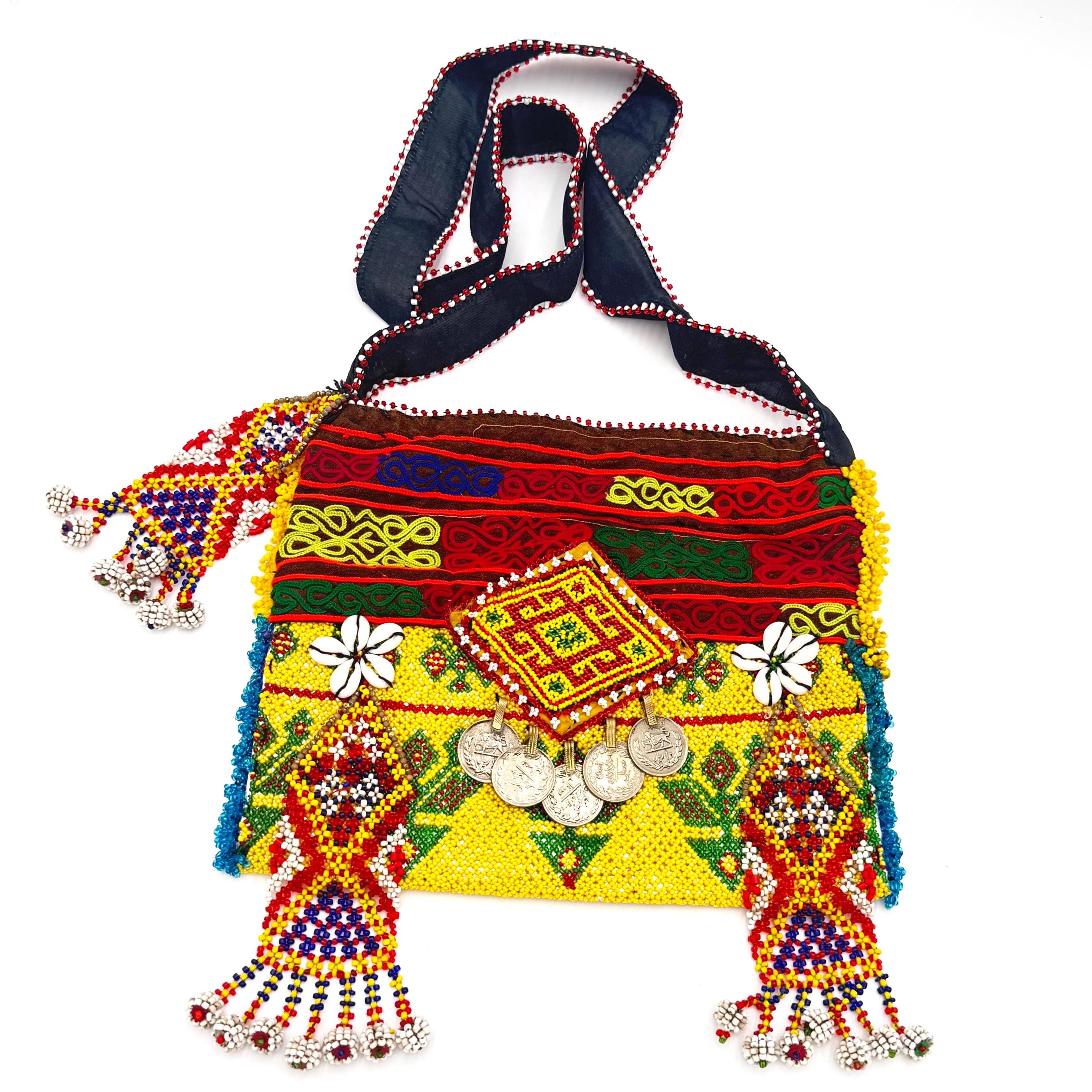 Handmade Afghan Beaded Crossbody Bag – Tribal Embroidered Bohemian Shoulder Purse