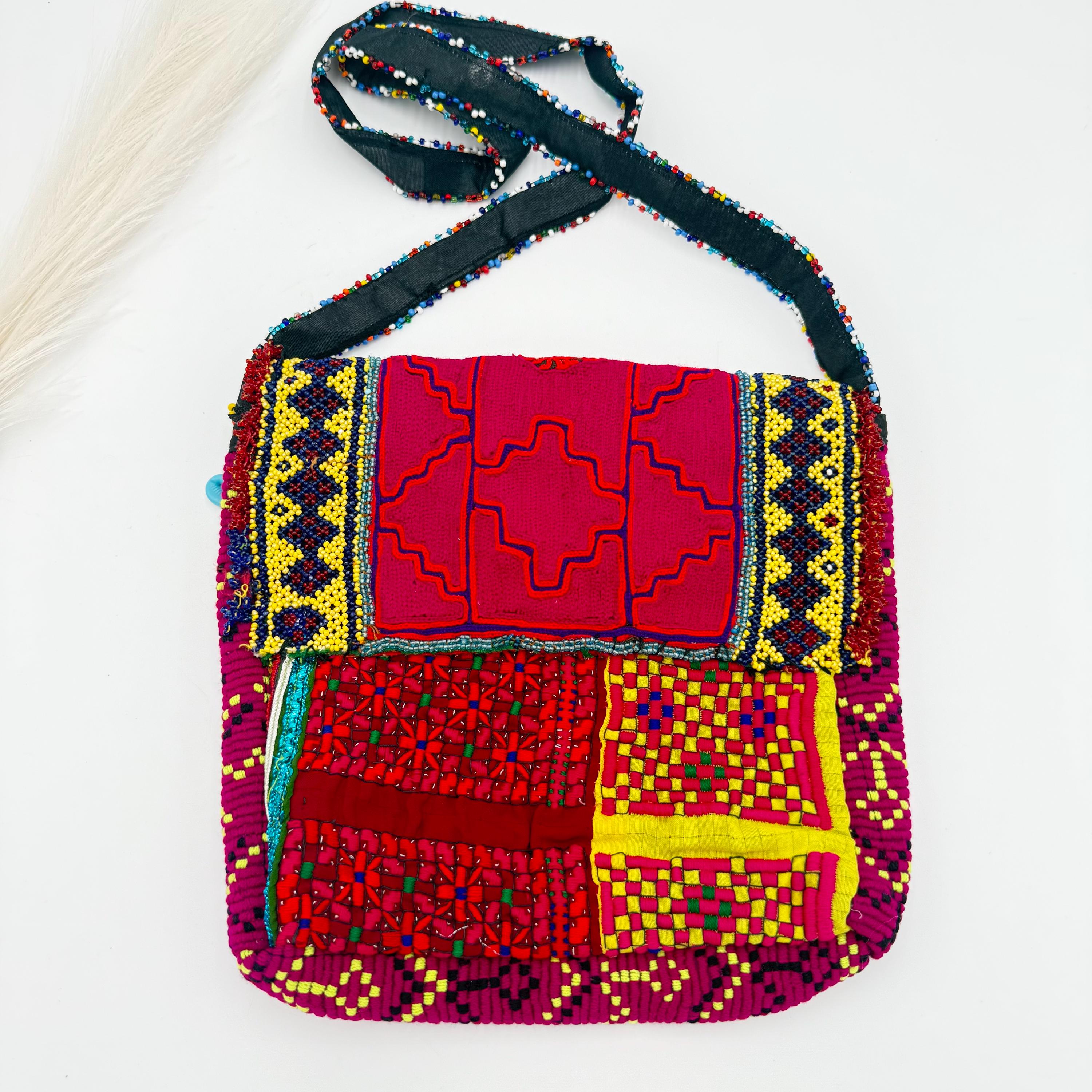 Afghan Tribal Belt Bag – Vintage Kuchi Embroidered Coin Bag – Boho Festival Waist Crossbody