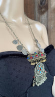 Vintage Afghan Statement Necklace – Handmade Kuchi Tribal Pendant - Boho Ethnic Coins Jewelry