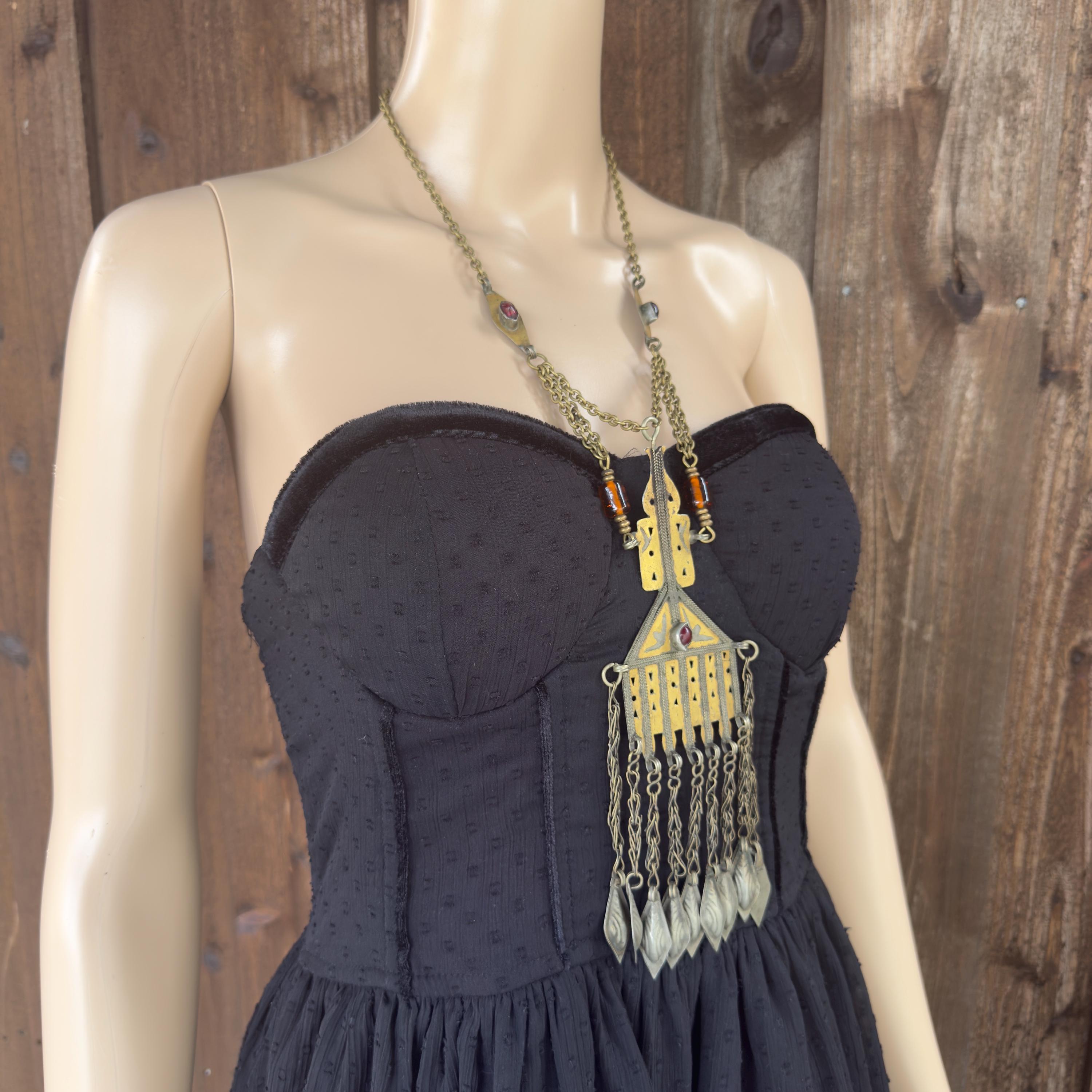 Vintage Afghan Turkmen Statement Necklace – Handmade Kuchi Tribal Pendant - Boho Jewelry