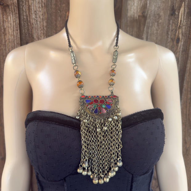 Vintage Afghan Antique Necklace | Kuchi Tribal Pendant Jewelry | Adjustable