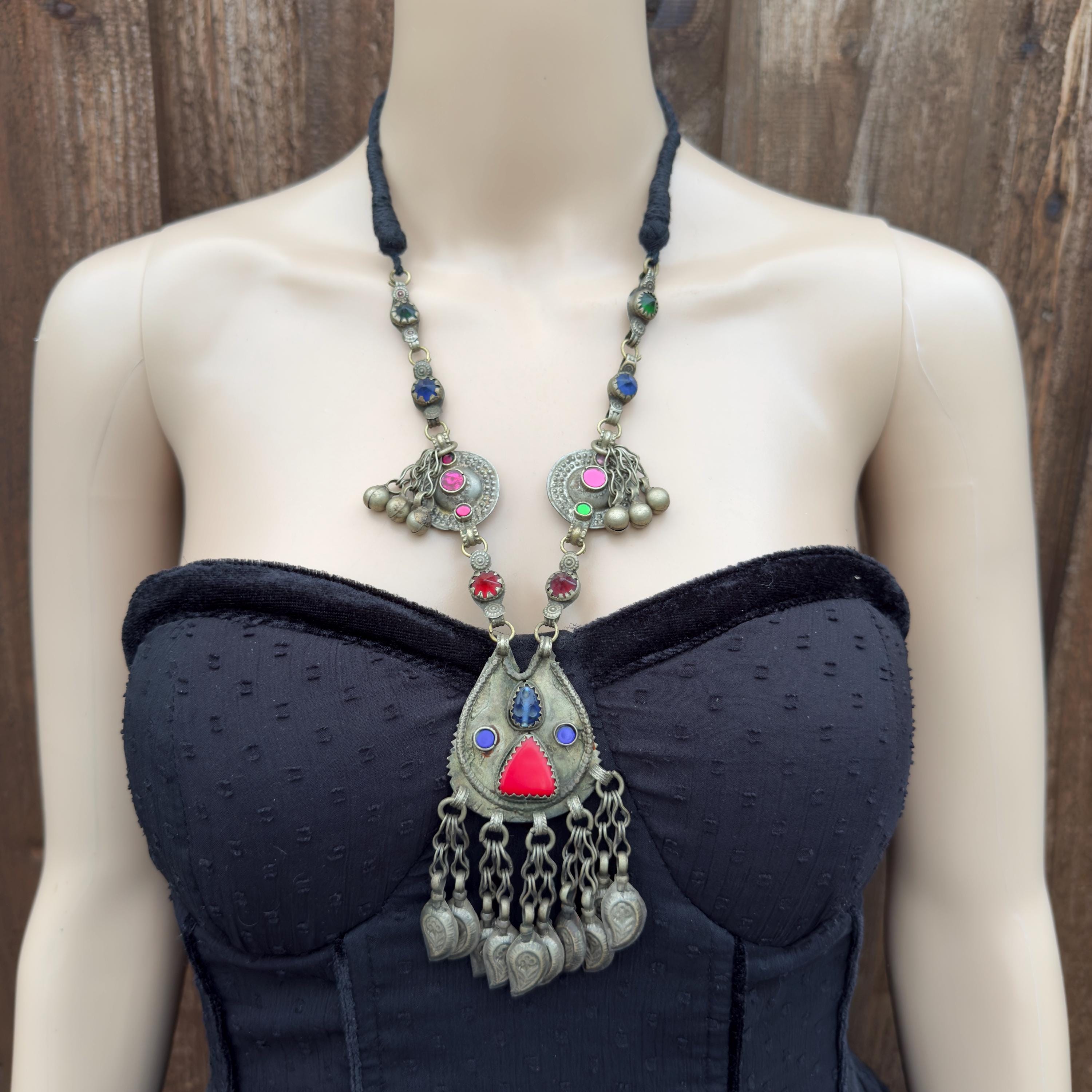 Vintage Afghan Statement Necklace – Handmade Kuchi Tribal Boho Ethnic Jewelry - Adjustable