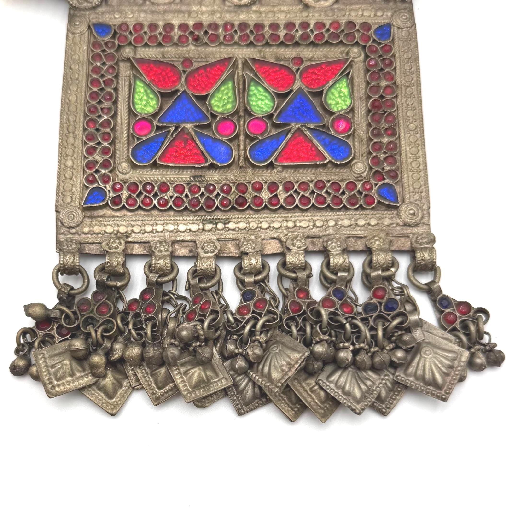 Vintage Afghan Necklace | Kuchi Tribal Pendant Jewelry | Adjustable