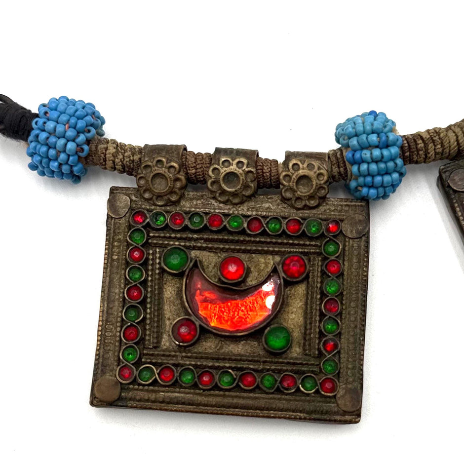 Afghan Vintage 3 pendants Necklace | Kuchi Tribal Jewelry | Adjustable