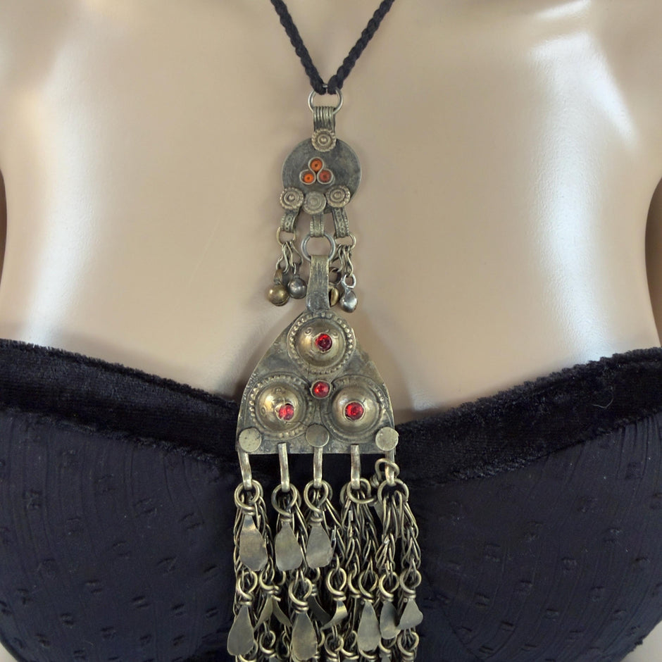 Vintage Afghan Statement Necklace – Handmade Kuchi Tribal Pendant - Boho Ethnic Coins Jewelry - Adjustable