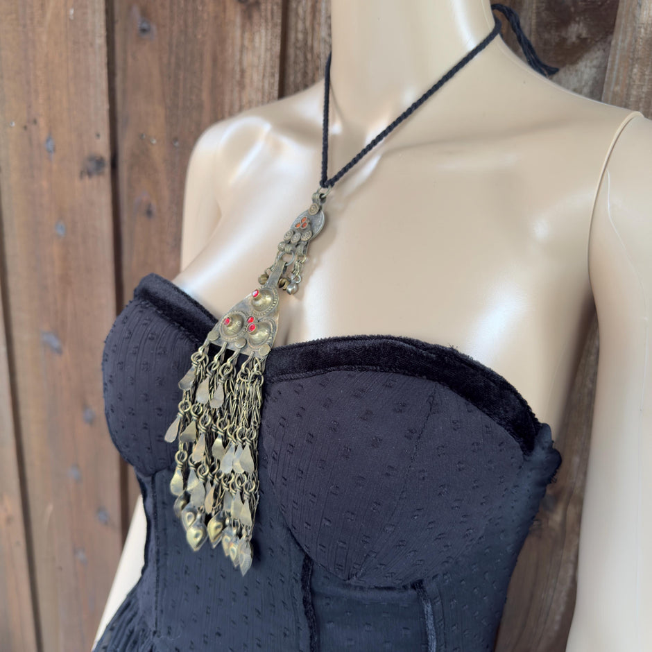 Vintage Afghan Statement Necklace – Handmade Kuchi Tribal Pendant - Boho Ethnic Coins Jewelry - Adjustable