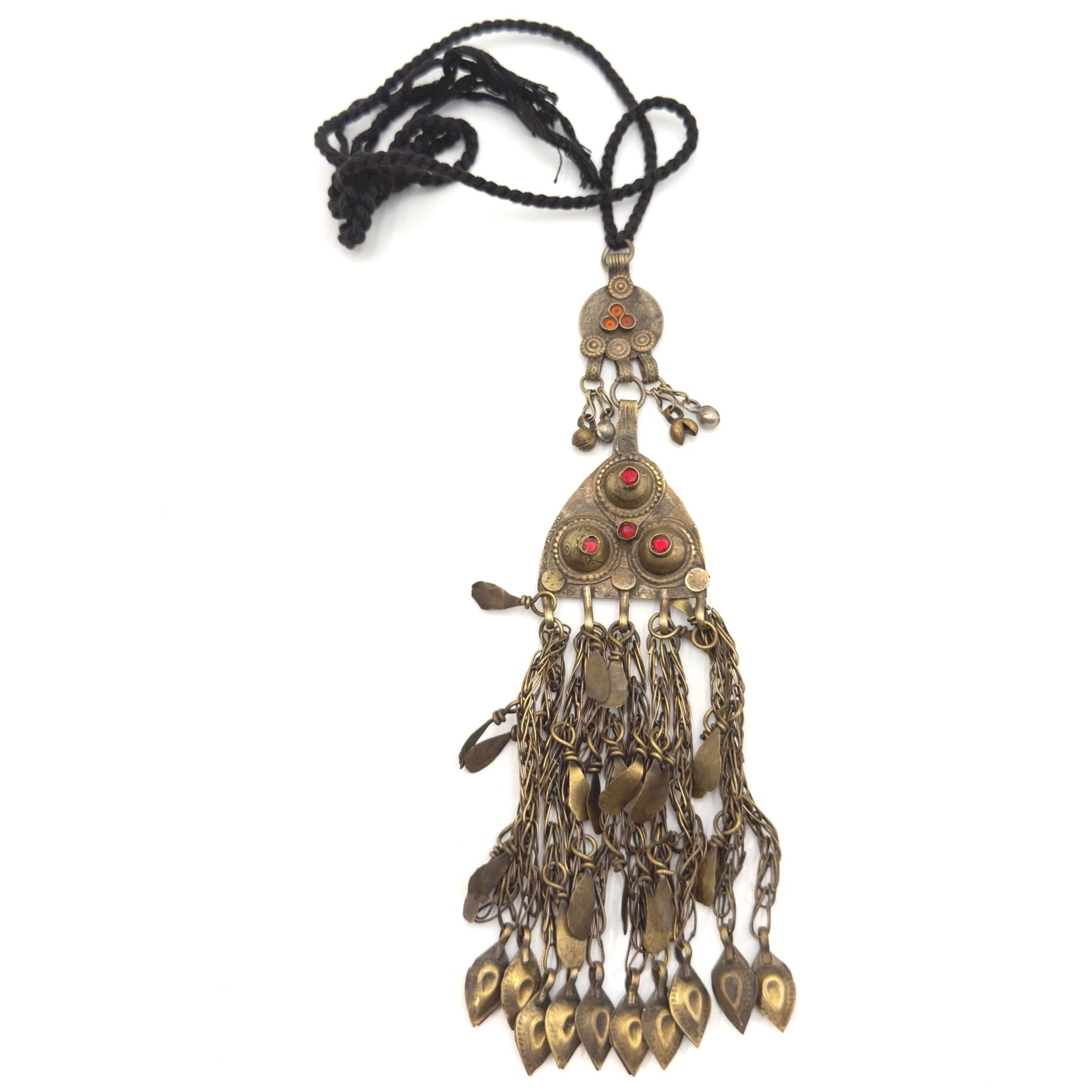 Vintage Afghan Statement Necklace – Handmade Kuchi Tribal Pendant - Boho Ethnic Coins Jewelry - Adjustable