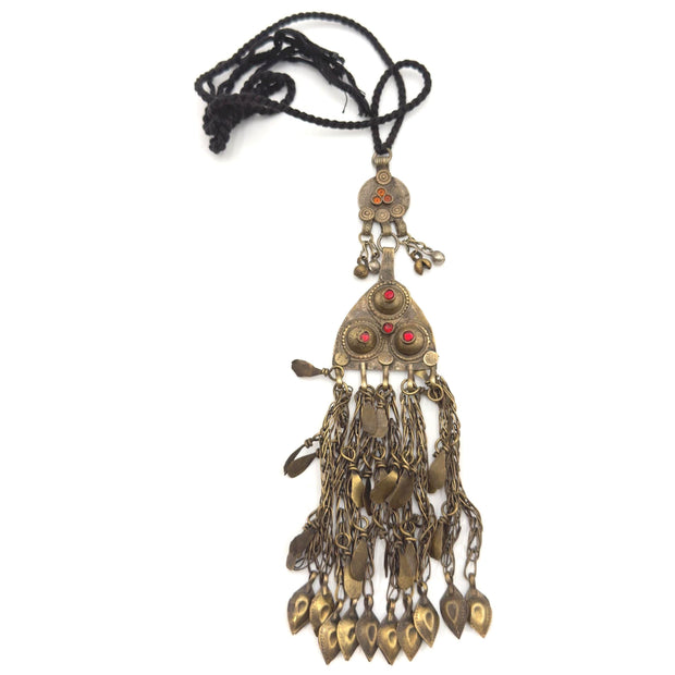 Vintage Afghan Statement Necklace – Handmade Kuchi Tribal Pendant - Boho Ethnic Coins Jewelry - Adjustable