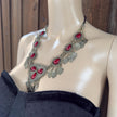 Vintage Afghan Statement Necklace – Handmade Kuchi Tribal Pendant With Red Stones - Adjustable