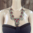 Vintage Afghan Statement Necklace – Handmade Kuchi Tribal Pendant With Red Stones - Adjustable
