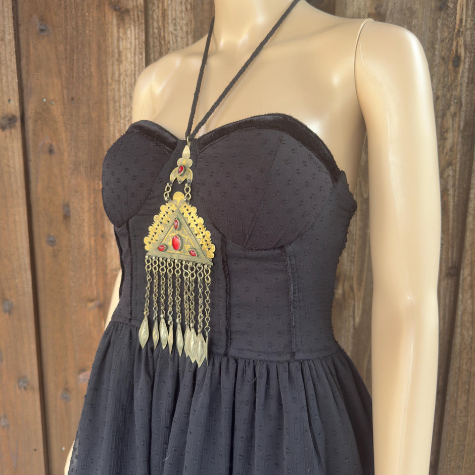 Vintage Afghan Turkmen Statement Necklace – Handmade Kuchi Tribal Pendant - Boho Jewelry - Adjustable