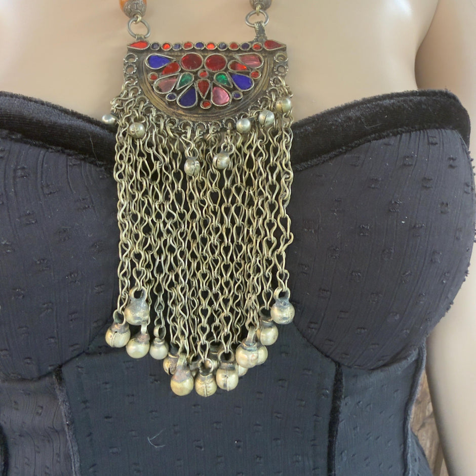 Vintage Afghan Antique Necklace | Kuchi Tribal Pendant Jewelry | Adjustable