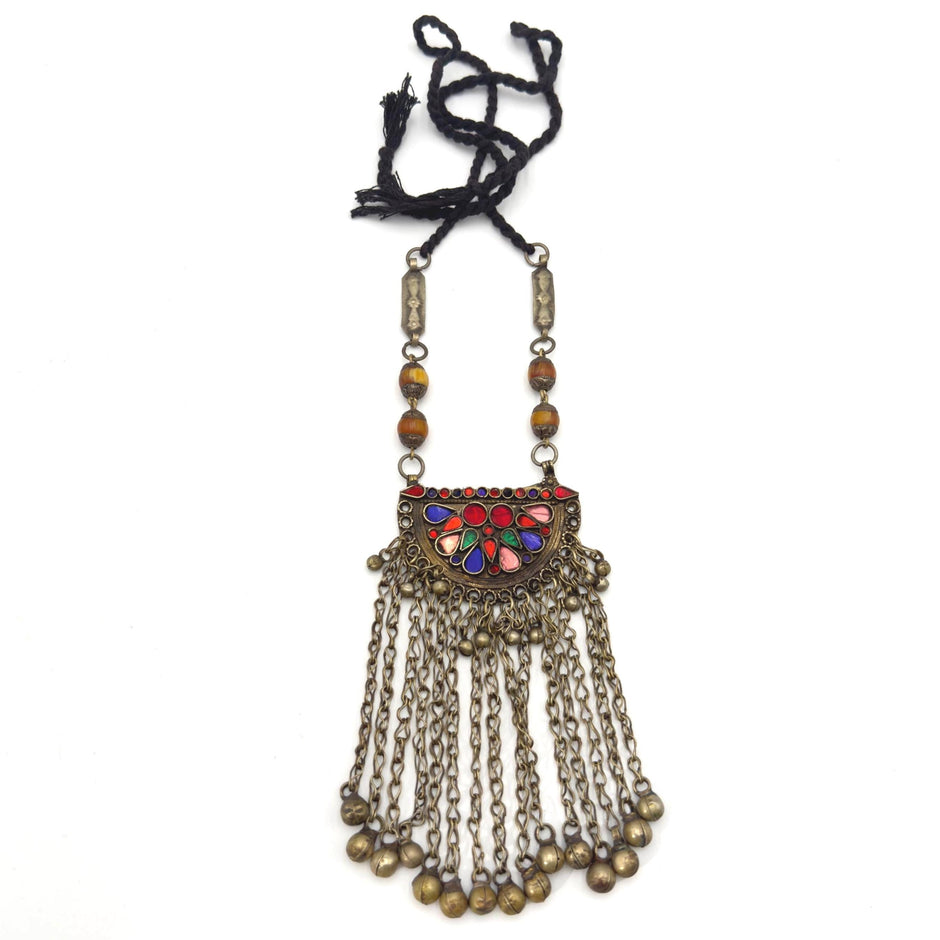 Vintage Afghan Antique Necklace | Kuchi Tribal Pendant Jewelry | Adjustable