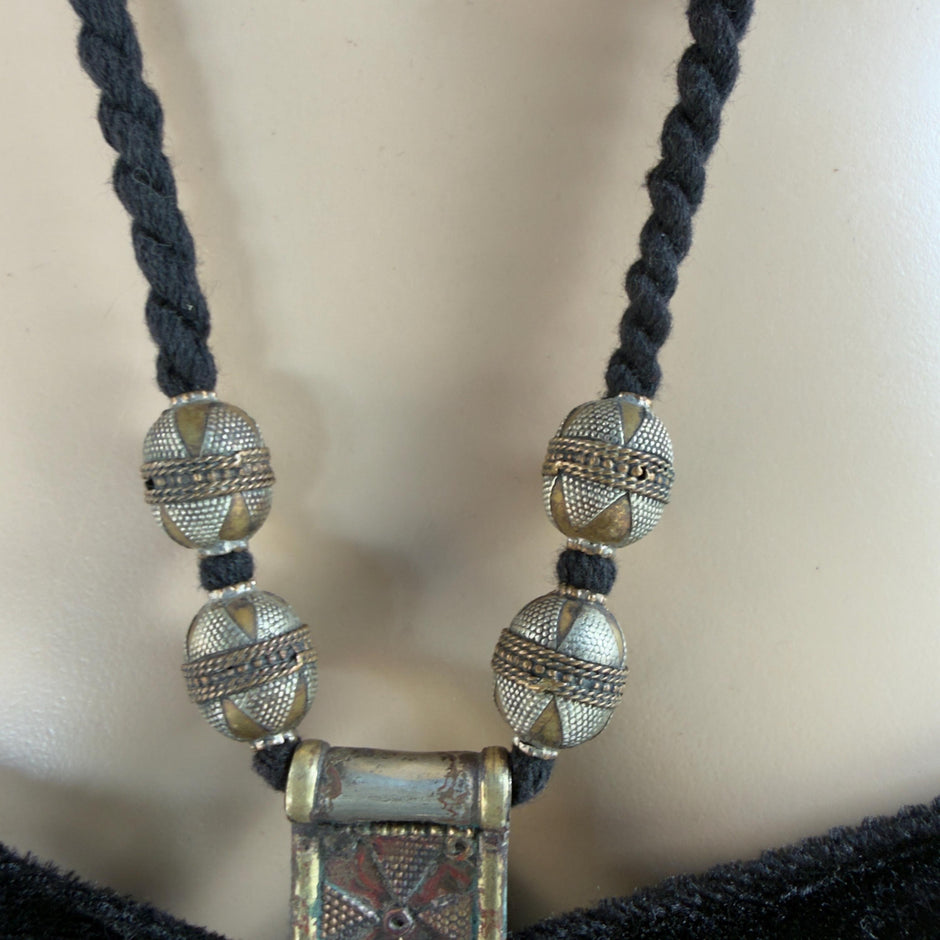 Vintage Turkmen Statement Necklace – Handmade Kuchi Tribal Pendant - Adjustable Boho Jewelry