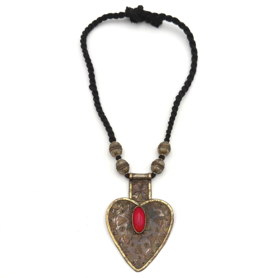 Vintage Turkmen Statement Necklace – Handmade Kuchi Tribal Pendant - Adjustable Boho Jewelry