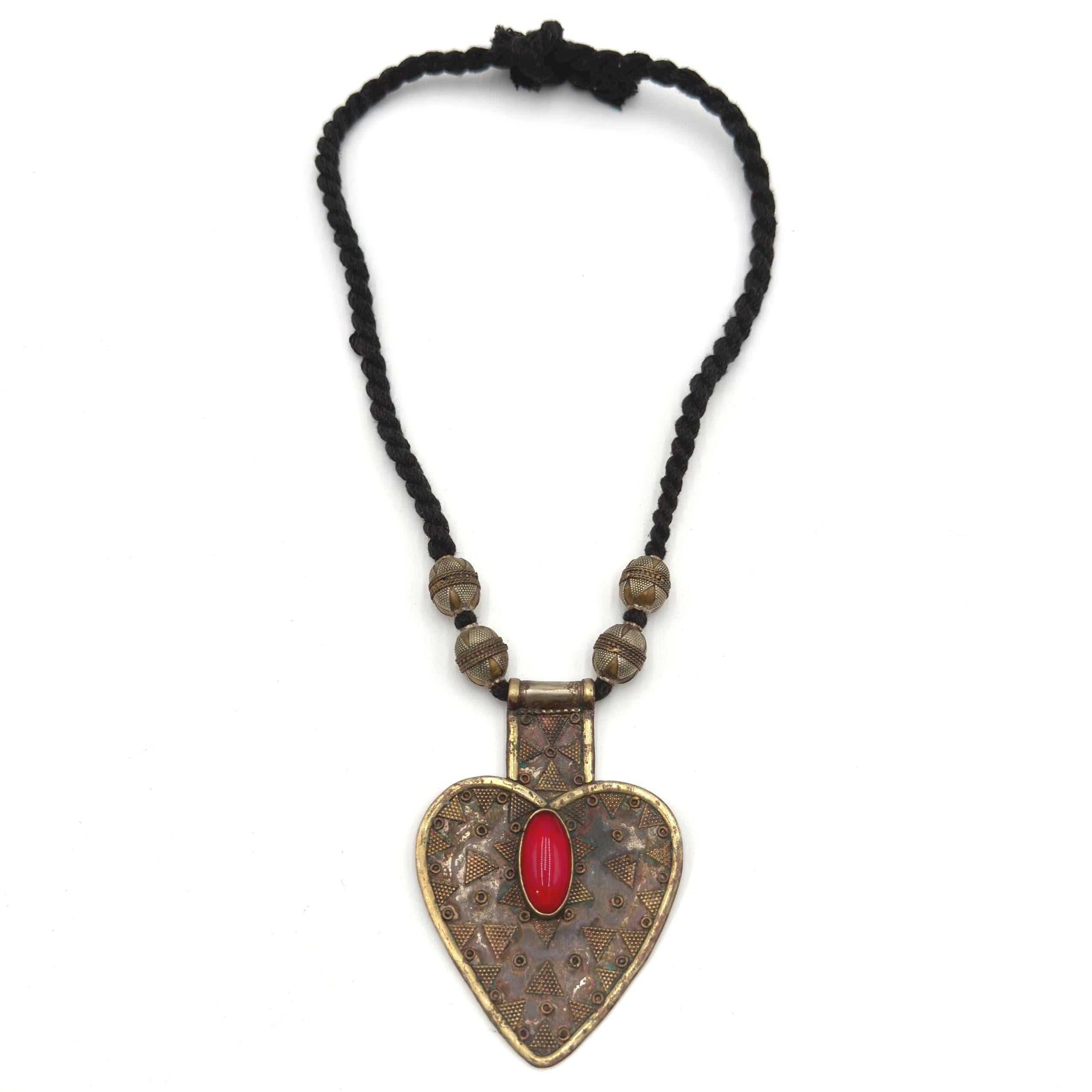Vintage Turkmen Statement Necklace – Handmade Kuchi Tribal Pendant - Adjustable Boho Jewelry
