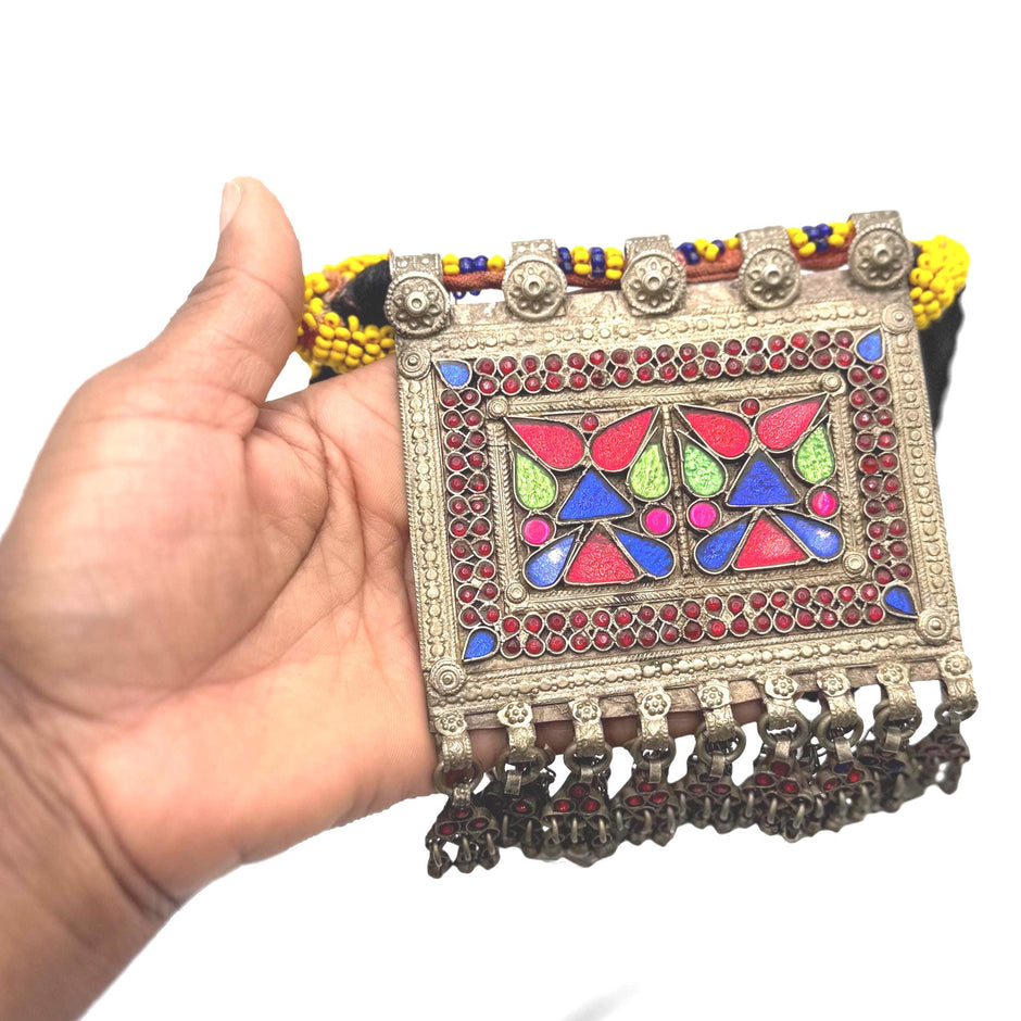 Vintage Afghan Necklace | Kuchi Tribal Pendant Jewelry | Adjustable