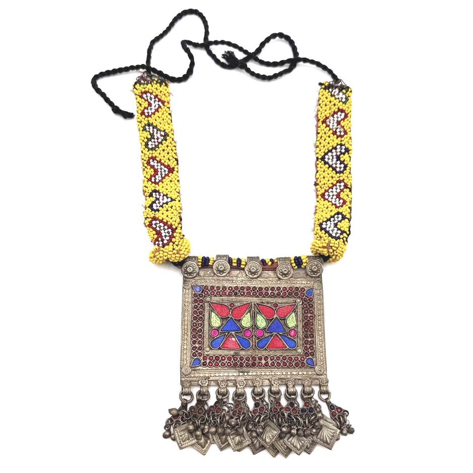 Vintage Afghan Necklace | Kuchi Tribal Pendant Jewelry | Adjustable