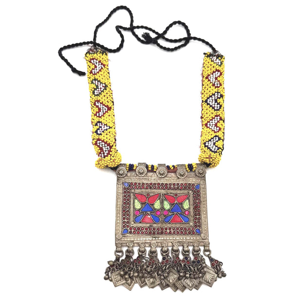Vintage Afghan Necklace | Kuchi Tribal Pendant Jewelry | Adjustable