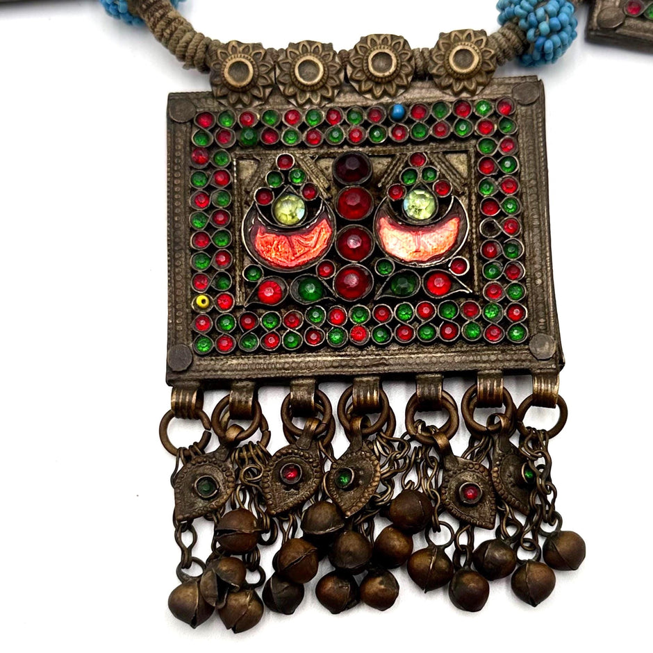 Afghan Vintage 3 pendants Necklace | Kuchi Tribal Jewelry | Adjustable